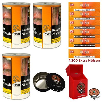 Power Volumentabak Dose 3x 180g, Pall Mall Allround Xtra Hülsen, Zubehör