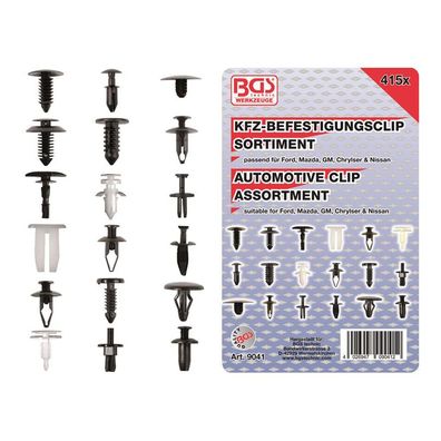 BGS-9041 KFZ-Befestigungsclip-Sortiment für Ford, Mazda, GM, Chrylser & Nissan, 415-t