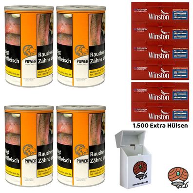 Power Volumentabak Dose 4x 180g, Winston Extra Hülsen, Box