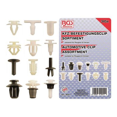 BGS-9051 KFZ-Befestigungsclip-Sortiment für Peugeot & Citroen, 345-tlg
