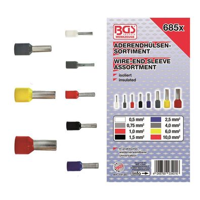 BGS-14120 Aderendhülsen-Sortiment isoliert 685-tlg