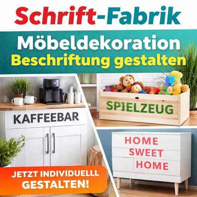 Möbeldekoration Beschriftung Klebebuchstaben Wunschtext Aufkleber selbst gestalten