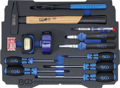 BGS-3353 Schaumeinlage für Art. BOXSYS1 &amp; 2: Hammer-, Zangen-, Schraubendreher-Sa