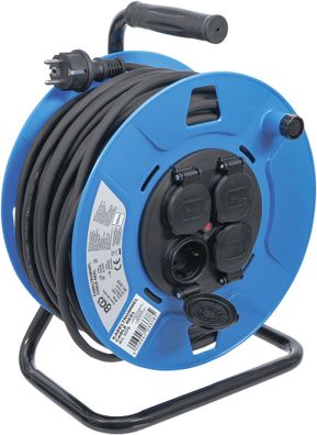 BGS-3378 Kabeltrommel 50 m 3 x 1,5 mm² 4 Steckdosen mit Verschlusskappe IP 44 3500 W