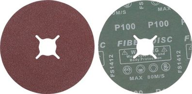BGS-42028 Fiber-Schleifscheiben-Satz Körnung 100 Aluminiumoxid 10-tlg