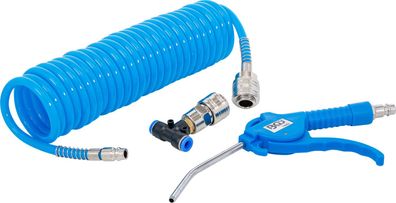BGS-74253 Druckluft-Ausblaspistole, mit Druckluft-Spiralschlauch und T-Verbinder