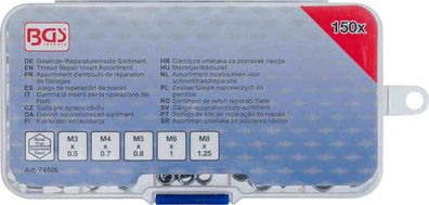 BGS-74506 Gewinde-Reparatureinsatz-Sortiment Edelstahl 150-tlg