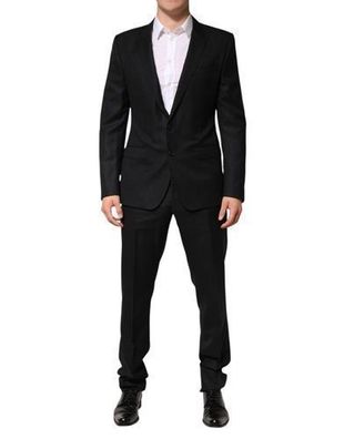 Dolce & Gabbana Black Jacquard Single Breasted 2 Piece Suit