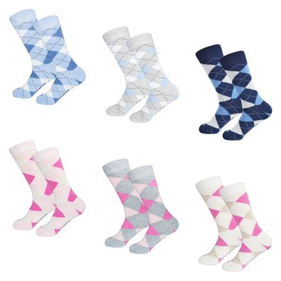 Neu 3 Paar Damen Socken Baumwolle Karo Muster Freizeitsocken Strümpfe Größe 39-42