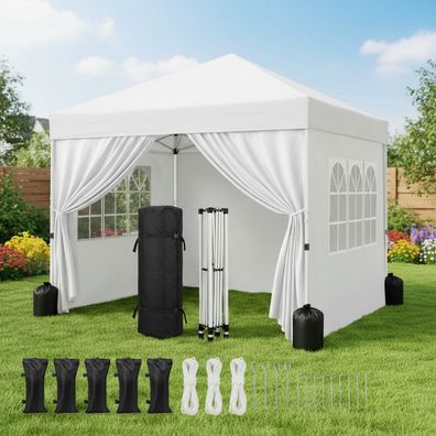 Pavillion Faltpavillion Partyzelt Pop up Weiss 3x3 Meter