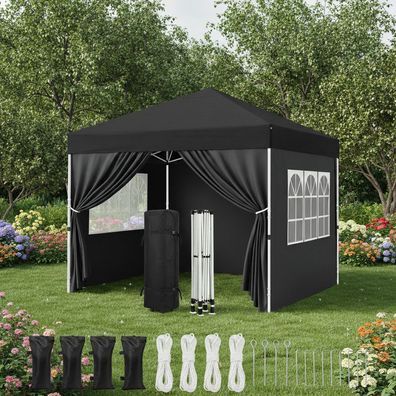 Pavillion Faltpavillion Partyzelt Pop up Schwarz 3x3 Meter