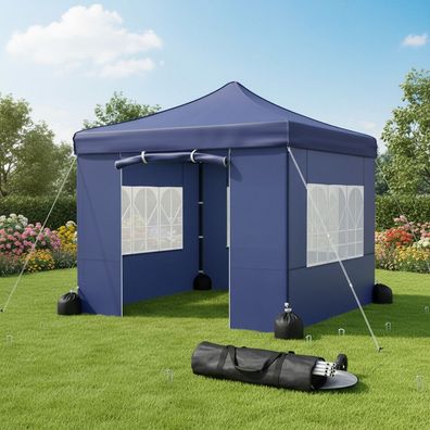Partyzelt Pavillion Partyzelt Faltpavillion Blau Garten 3 x 3 Meter