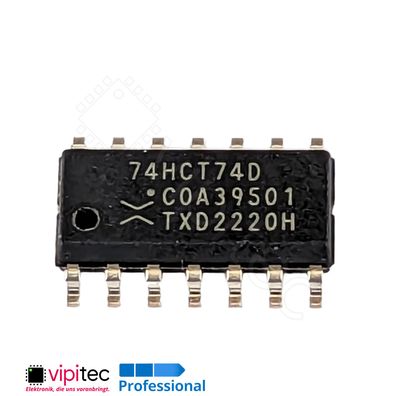 74HCT74 D-Flip-Flop, 2-fach, mit Set und Reset | SMD SO-14 5V TTL 125°C