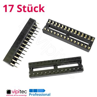 17x DIP28 IC Sockel 7,62 mm Eng DIL28 Chip Socket Fassung Halter 28-Pin 2x14