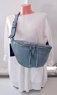 Unisex Bauchtasche Tasche Cross Body Bag Kunstleder einfarbiger Gurt Jeansblau