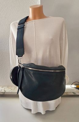 Bauchtasche Gürteltasche Cross Body Bag Kunstleder Gurt extra Tasche Dunkelblau