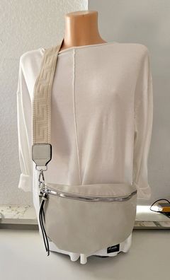 Unisex Bauchtasche Gürteltasche Cross Body Bag Kunstleder mit Gurt Hellgrau