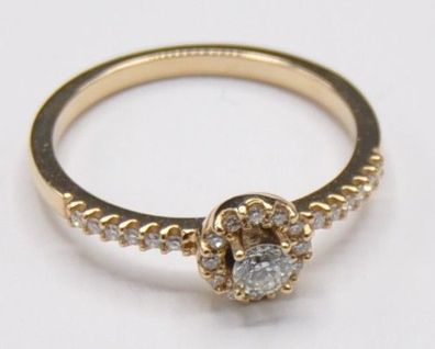Solitär 25x Diamant Brillant 0.25 Ct Ring 585 Gold Neu wertig Zertifikat