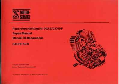 Reparaturanleitung Sachs Motor Sachs 50 S mit 3,6 PS , 6,2 PS, 4,5 PS