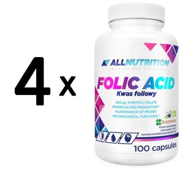 4 x Allnutrition Folic Acid, 600mcg - 100 vcaps