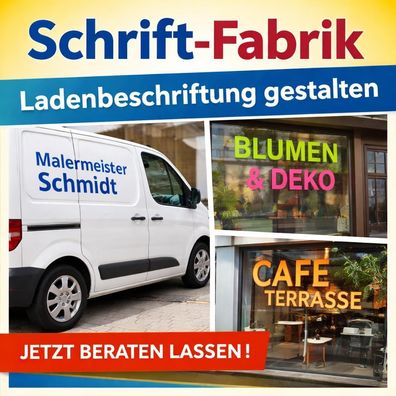 Ladenschild Ladenbeschriftung Klebebuchstaben selbst gestalten