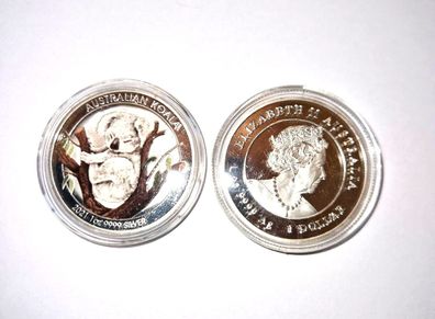 Australien Koala Medaille 2021 mit Farbe, versilbert, Ultra selten (M2202265)