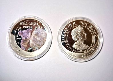 Australien Koala Medaille 2014 mit Farbe, versilbert, Ultra selten (M22022605)