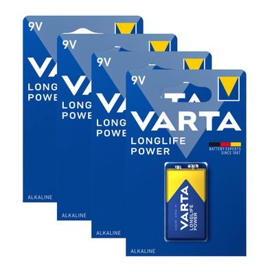 4x Varta Long Life Power 9V E Block 6LP3146 MN 1604 4922 Alkaline Batterie