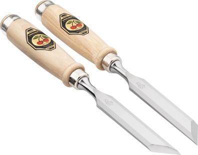 Kirschen Stechbeitelpaar mit Weißbuchenheft 26 mm R+L mit schräger Schneide 1056026