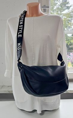 Bauchtasche Umhängetasche Cross Body Bag Kunstleder Küsten-Style Gurt Dunkelblau