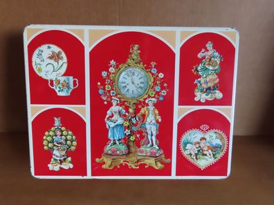 Blechdose Keksdose rechteckig Klappdeckel Motiv Uhr mit Personen ca. 27x 20cm