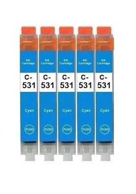 5 kompatible Patronen CLI-531 C für Canon Pixma TS8700 TS8750 TS8751