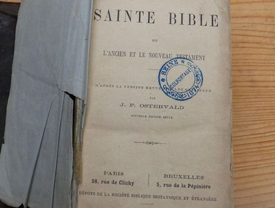 Grabenfund-Bibel Bible Res. Inf. Reg.99 9. Komp. Seine Nordfrankreich 1. WK Militaria