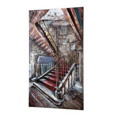 Gilde GILDE Gallery, Bild, rechteckig, "Mysterious Staircase", Hausmotiv, Metall,