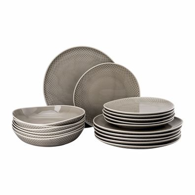 Rosenthal Set 18-tlg./Teller Junto Pearl Grey Porzellan Grau 10540-405201-28647