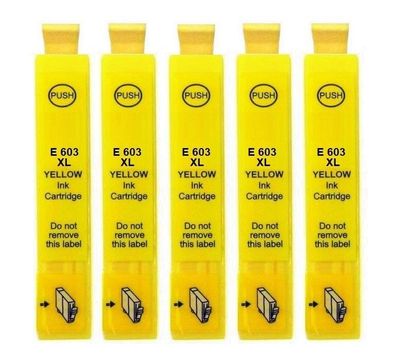 5 kompatible Patronen 603 XL gelb für Epson XP-2100 XP-2105 XP-2150 XP-2155