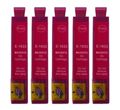 5 kompatible Patronen T1633 magenta für Epson WF-2530 WF-2540 WF-2630 WF-2650