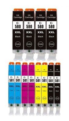 12 Patronen PGI-580 + CLI-581 XXL für Canon TS8240 TS8241 TS8242 TS8250 TS8251