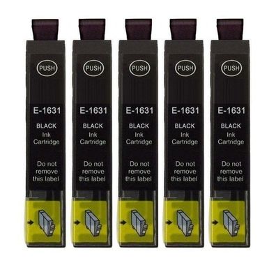 5 kompatible Patronen T1631 schwarz für Epson WF-2500 WF-2700 WF-2750 WF-2760