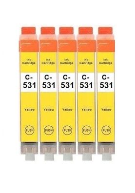 5 kompatible Patronen CLI-531 Y für Canon Pixma TS8700 TS8750 TS8751