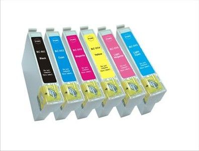 6 Patronen wie T0801, T0802, T0803, T0804, T0805, T0806 - Stylus Photo P 50