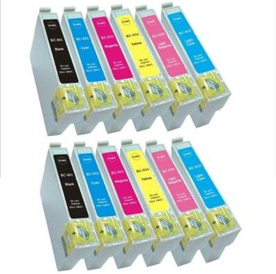 12 Tintenpatronen kompatibel T0801, T0802, T0803, T0804, T0805, T0806
