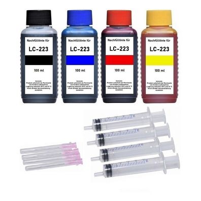 Refillset kompatibel mit Brother LC-221, LC-223, LC-225 - 400 ml Druckertinte