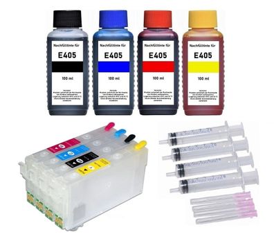Nachfüllbare Patronen kompatibel mit Epson 405 + Tinte kompatibel mit WF-7835 WF-7840