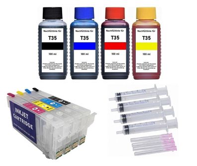 Nachfüllbare Patronen T35 XL + 400 ml Tinte für Epson WF-4720 WF-4725 WF-4730