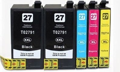 5 Tintenpatronen T27 XL kompatibel mit Epson WF-7710 WF-7715 WF-7720