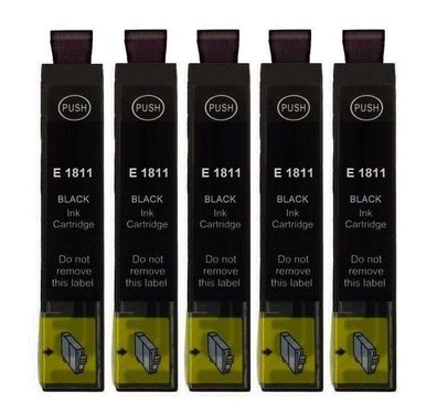 5 kompatible Patronen T1811 black für Epson XP-312 XP-313 XP-315 XP-322