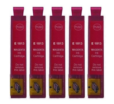 5 kompatible Patronen T1813 magenta für Epson XP-305 XP-312 XP-313 XP-315