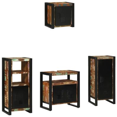 vidaXL Badezimmermöbel-Set mit Regal 4 pcs Massives upgecyceltes Holz