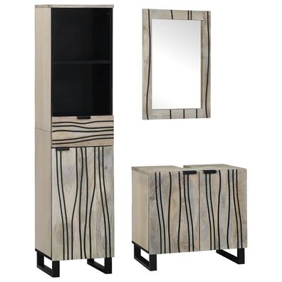 vidaXL Badezimmermöbel-Set mit Schubladen 3 pcs Weiß Holzwerkstoff